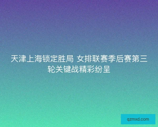 天津上海锁定胜局 女排联赛季后赛第三轮关键战精彩纷呈 天津上海锁定胜局 女排联赛季后赛第三轮关键战精彩纷呈