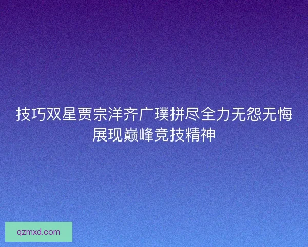技巧双星贾宗洋齐广璞拼尽全力无怨无悔展现巅峰竞技精神