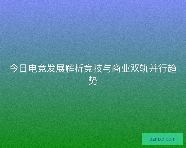 今日电竞发展解析竞技与商业双轨并行趋势