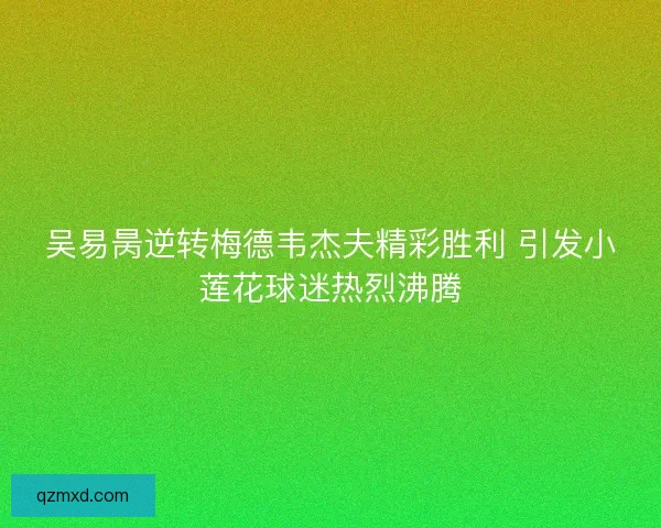 吴易昺逆转梅德韦杰夫精彩胜利 引发小莲花球迷热烈沸腾 吴易昺逆转梅德韦杰夫精彩胜利 引发小莲花球迷热烈沸腾